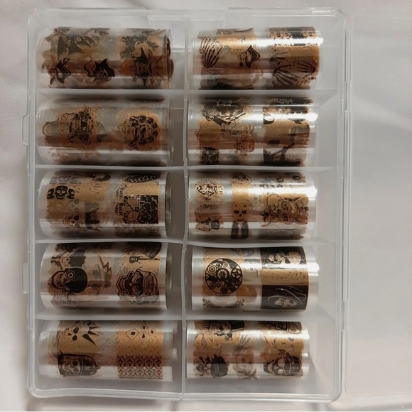 foil Nail Art  Transfer Sticker Decoration   gold skull Hallo2 - Picture 9 of 9